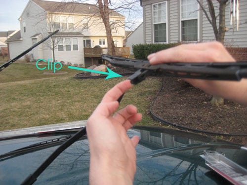 locate the clip - replace wiper blades
