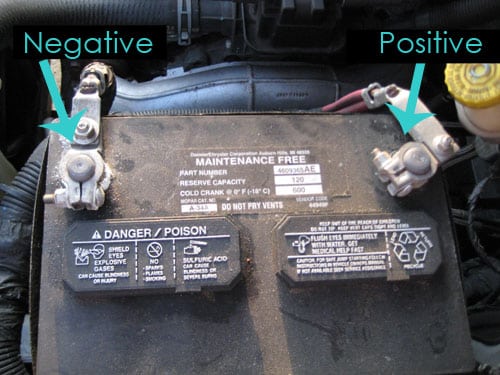locate the battery - dead car battery