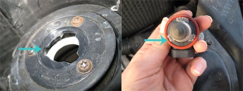 Make sure the bulb lines up - change a headlight