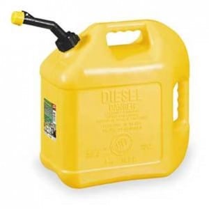 Gas can - Not only are diesel cans a different color most of the time, but the word diesel is printed on the outside.